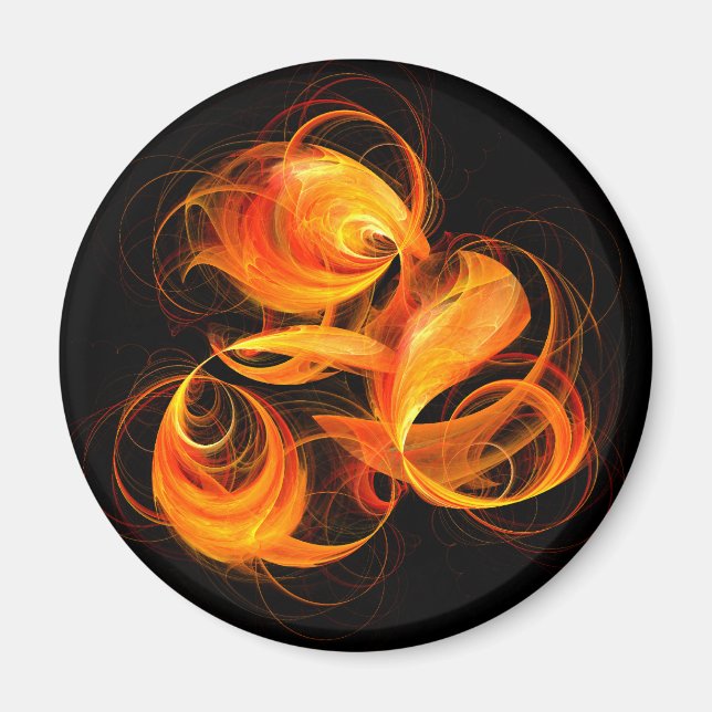 Aimant rond d'art Abstrait Fireball (Devant)