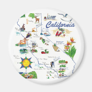 Aimant rond de carte de Californai