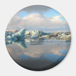 Aimant rond de reflet du lac de Jokulsarlon