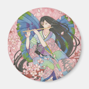 Aimant rond féerique de Sakura de ressort