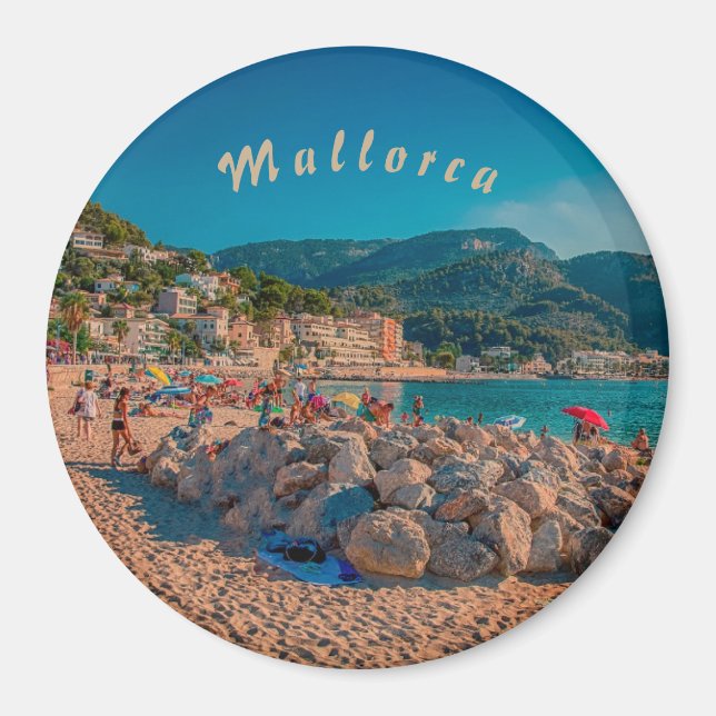 aimant rond Port de Sóller en Majorque (Devant)
