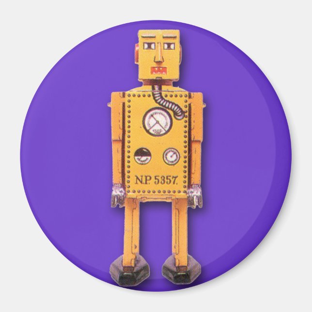 Aimant rond Robot Jaune (Devant)