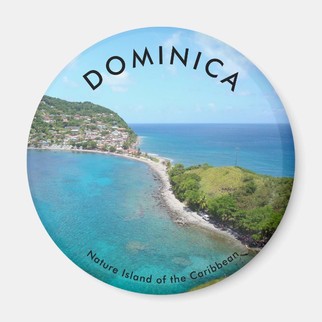 Aimant rond standard de 2¼ pouces - DOMINICA (Devant)