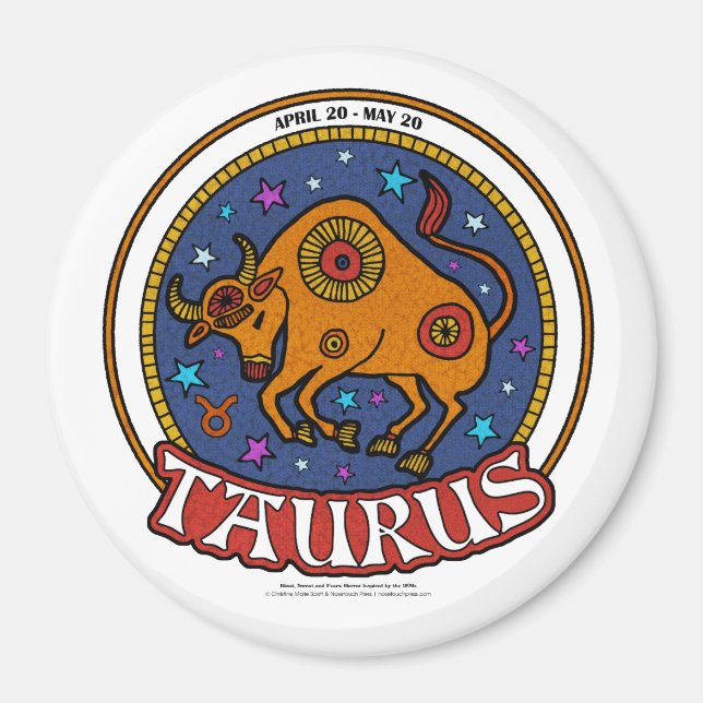 Aimant rond Taurus 3 pouces (Devant)