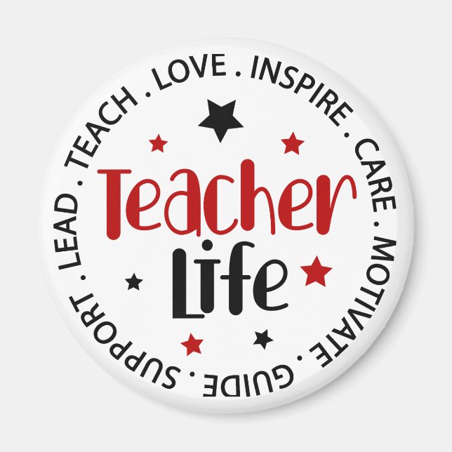 Aimant Rond Vie d'Enseignant (Devant)