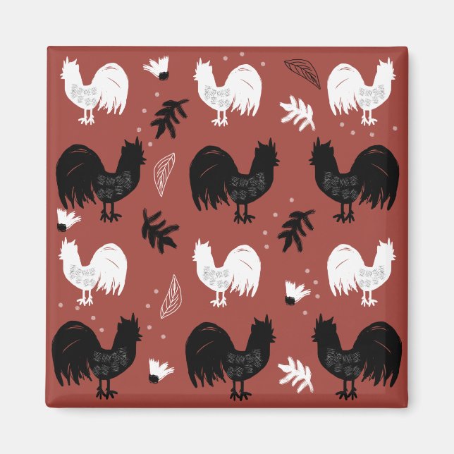 Aimant Roosters rustique Motif de ferme (Devant)