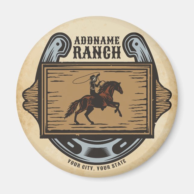 Aimant Roping Cowboy AJOUTER LE NOM Western Family Horse  (Devant)