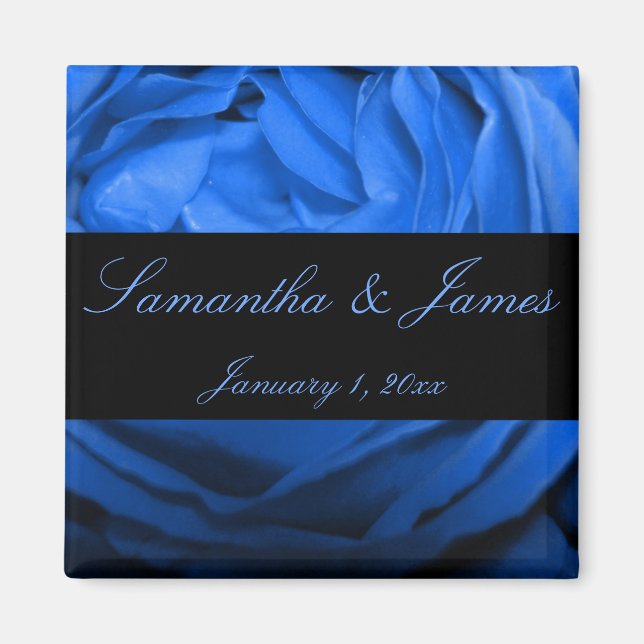 Aimant Rose Bleue Mariage Personnel (Devant)