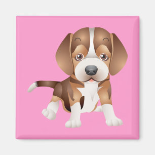 Aimant Rose Chien Chiot Beagle Réfrigérateur