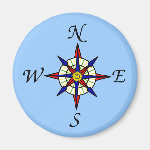 Aimant Rose Compass sur Blue