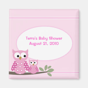 Aimant ROSE de faveur de baby shower de hiboux de
