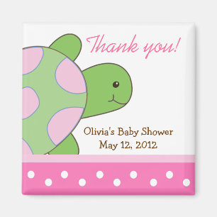 Aimant rose de faveur de baby shower de tortue de