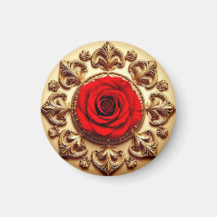 Aimant Rose Élégante avec Cadre Décoratif Orné