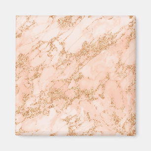 Aimant Rose en marbre parties scintillant d'or abstrait