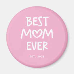 Aimant Rose et Blanc Fantaisiste Meilleure Maman Est.