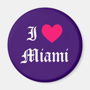 Aimant Rose et blanc pourpre J'aime Miami