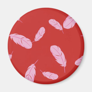 Aimant rose et rouge - plumes