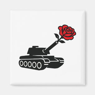 Aimant Rose floral Tank anti-pacifisme de guerre