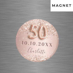 Aimant rose gold blush 50e anniversaire save the date