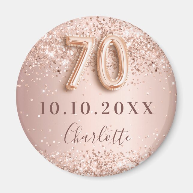 Aimant rose gold blush 70e anniversaire save the date (Devant)