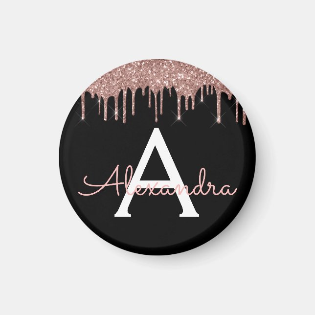 Aimant Rose Gold - Blush Pink Black Parties scintillant N (Devant)