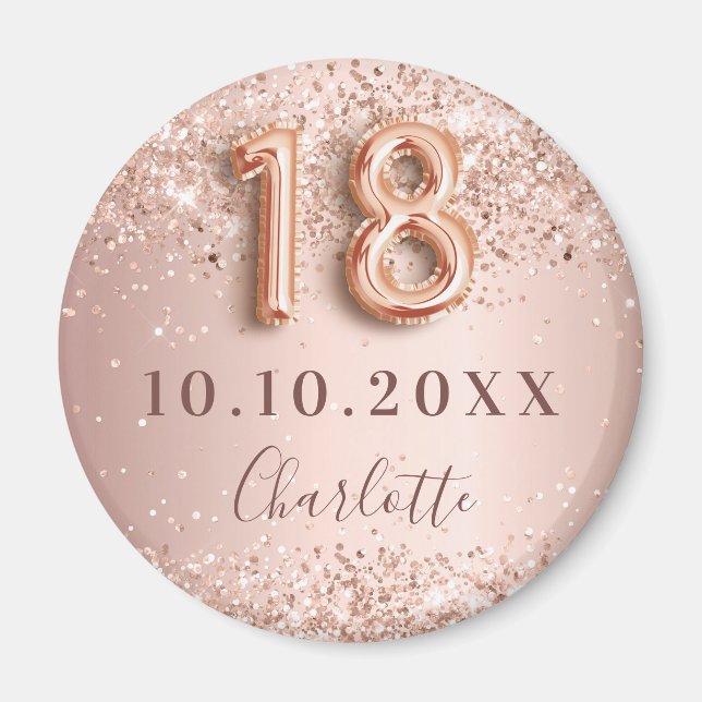 Aimant rose gold blush save the date 18e anniversaire (Devant)