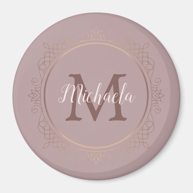 Aimant Rose Gold Elegant Monogramme Modèle Grand (Devant)