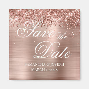 Aimant Rose Gold Pailleté Enregistrer la Date