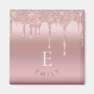 Aimant Rose Gold Parties scintillant Drives Nom initial M