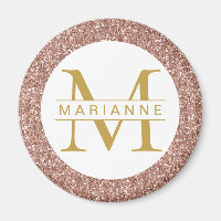 Rose Gold Parties scintillant Nom du monogramme Pe