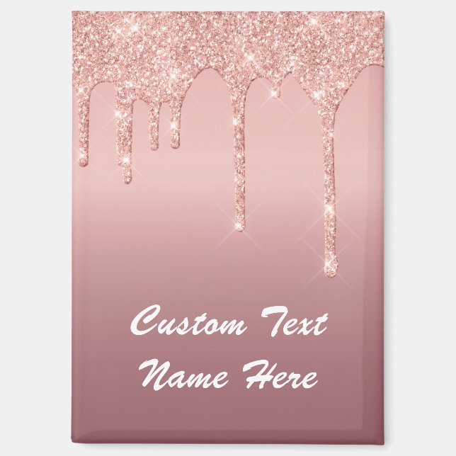 Aimant Rose Gold Parties scintillant personnalisé Nom du  (Recto)