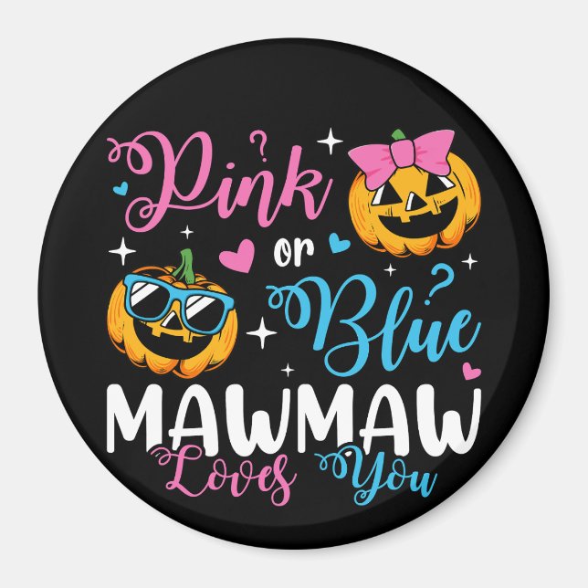 Aimant Rose Ou Bleu Mawmaw Aime Vous Citrouille Cercle Bé (Devant)