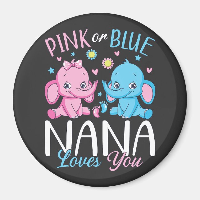 Aimant Rose Ou Bleu Nana Vous Aime Elephant Baby Circle (Devant)