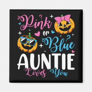 Aimant Rose Ou Bleu Tante Aime Vous Citrouille Bébé Carré