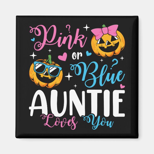 Aimant Rose Ou Bleu Tante Aime Vous Citrouille Bébé Carré (Devant)