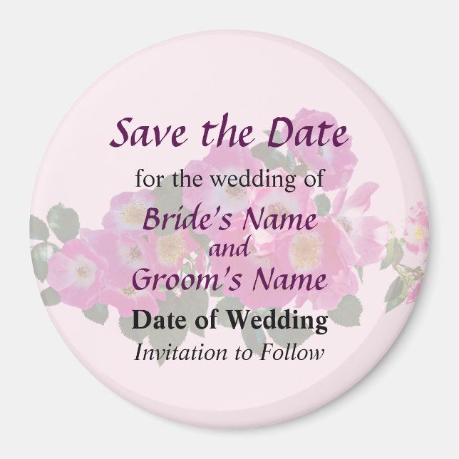 Aimant Rose Pink Rambler Save the Date (Devant)