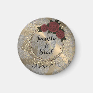 Aimant Rose romantique Mariage de plume de