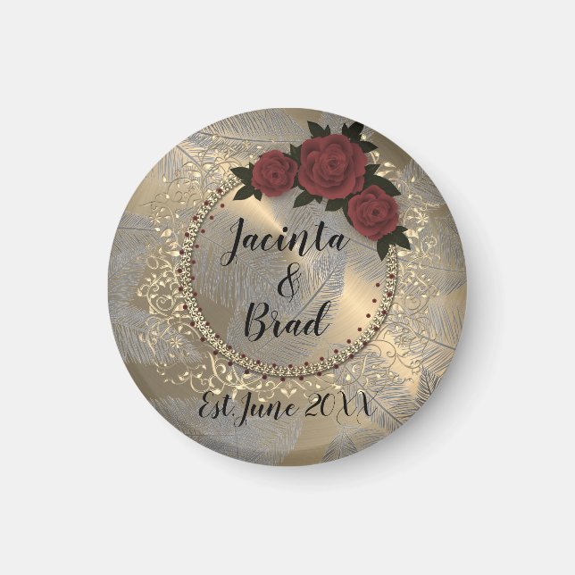 Aimant Rose romantique Mariage de plume de  (Devant)