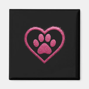 Aimant Rose Rose Paw Coeur mignon Chien Chat Aimer Valent