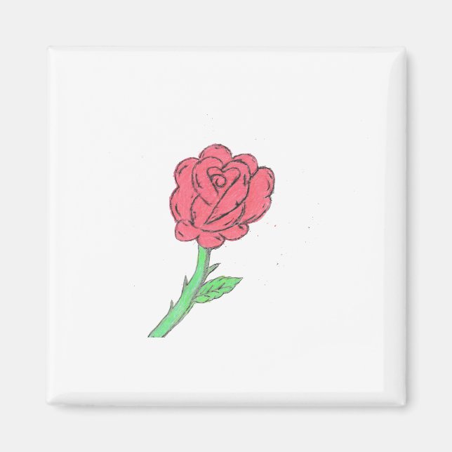 Aimant Rose rouge (Devant)