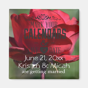 Aimant Rose rouge Enregistrer la date