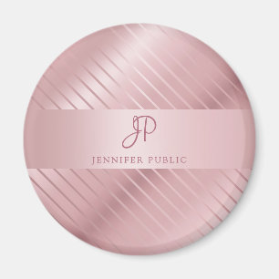 Aimant Rose tendance Modèle or Monogramme moderne