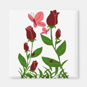 Aimant Roses avec l'aimant de papillons