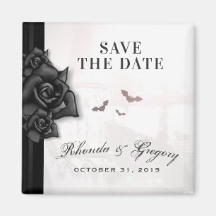 Aimant Roses et chauves-souris noires gothiques Halloween