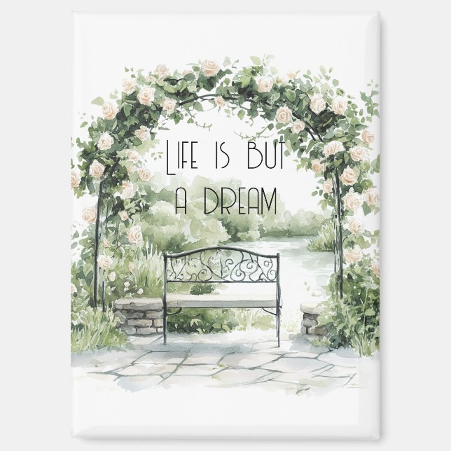 Aimant Roses Floral Arch Romantic Bench Garden Dream (Recto)