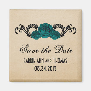 Aimant Roses gothique Swirl Enregistrer l'aimant de date,