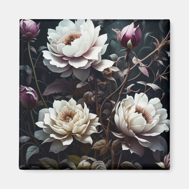 Aimant Roses noires et blanches Aquarelle ai art (Devant)