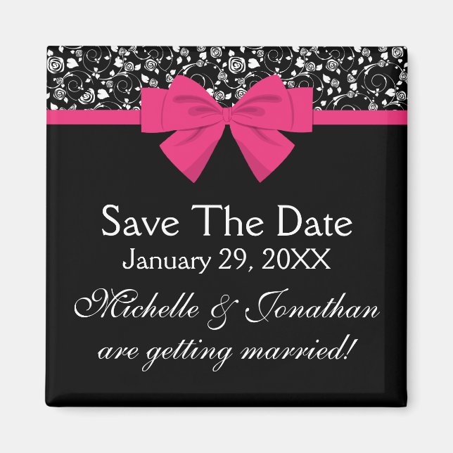 Aimant Roses noires et blanches Bow rose (Devant)