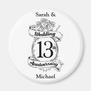 Aimant Roses romantiques 13e anniversaire mariage