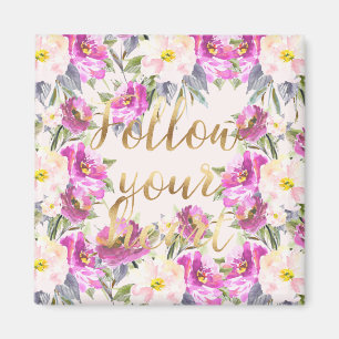 Aimant Roses Roses Rose Or Floral Suivez votre coeur